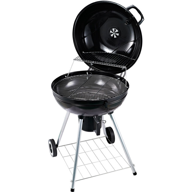 

Barbacoa de Carbón Picnic Ahumador Parilla BBQ con Termómetro Ruedas Parilla de - Negro