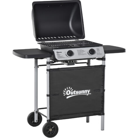 EASYCOMFORT Barbecue a Gas con Coperchio, 4 Bruciatori da 11.6kW, Fornello,  Mensola e 2 Ruote