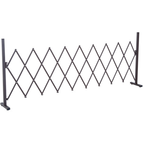 Outsunny – Barrière extensible rétractable en métal 250x31x104cm – Couleur marron – Pieds antidérapants pour stabilité – Pour intérieur et extérieur