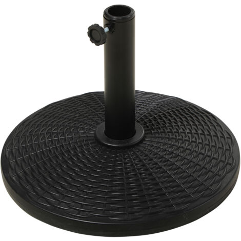 Outsunny Basamento per Ombrellone Rotondo da 12.5kg per Pali da 38mm e 48mm Nero