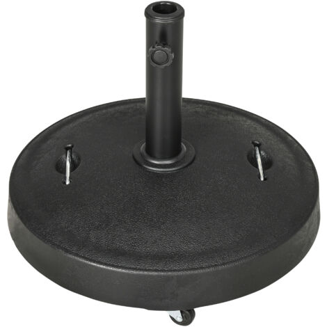 Outsunny Base Ombrellone da 23.5kg con 2 Manovelle e Rotelle Nera