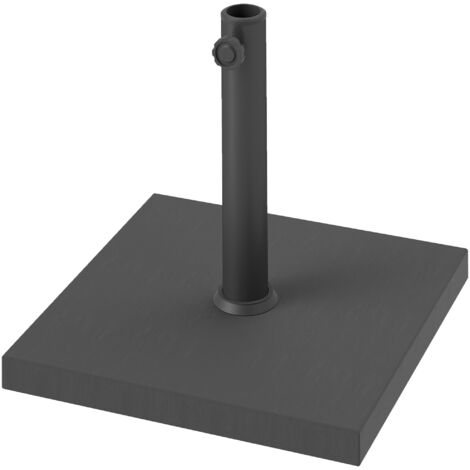 Outsunny Base Ombrellone Quadrata con Manovella in HDPE e Cemento Nero
