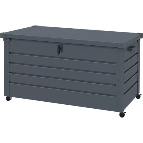 Outsunny Baule da Giardino da 311L con Serratura e 2 Maniglie in Acciaio Grigio
