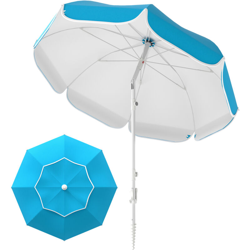 Outsunny Beach Umbrella, Adjustable Height & Tilt Portable Parasol, Blue