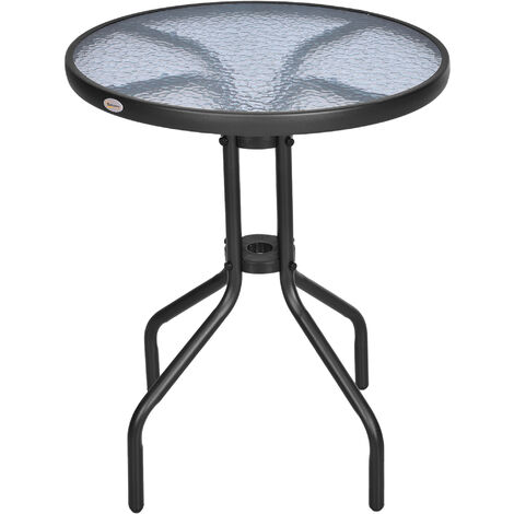 main image of "Outsunny Bistro Table Outdoor Tempered Glass Top Table Garden Round Dining Table - 60cm Diameter"