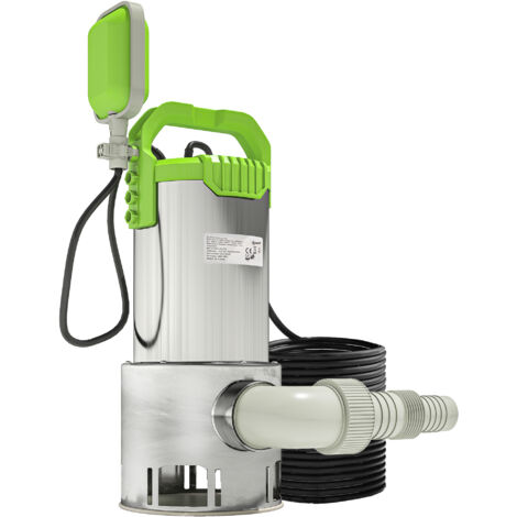 Outsunny bomba de aguas sucias sumergible 1100W con capacidad de 18000 l/h interruptor de flotador conector universal para piscinas estanques bañeras