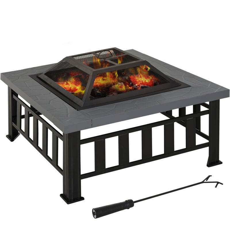 

Outsunny - Brasero Exterior de Terraza Calentador Multiusos Pozo de Fuego/BBQ/Cubo de Hielo - Negro