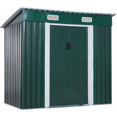 Outsunny Cabina portattrezzi in metallo da giardino, 195x122x180cm