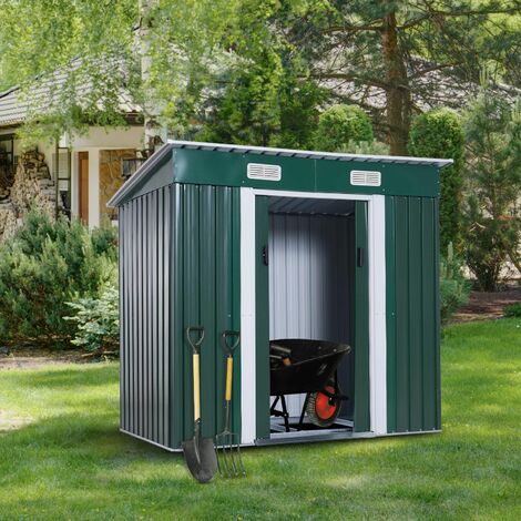 Outsunny Cabina portattrezzi in metallo da giardino, 195x122x180cm
