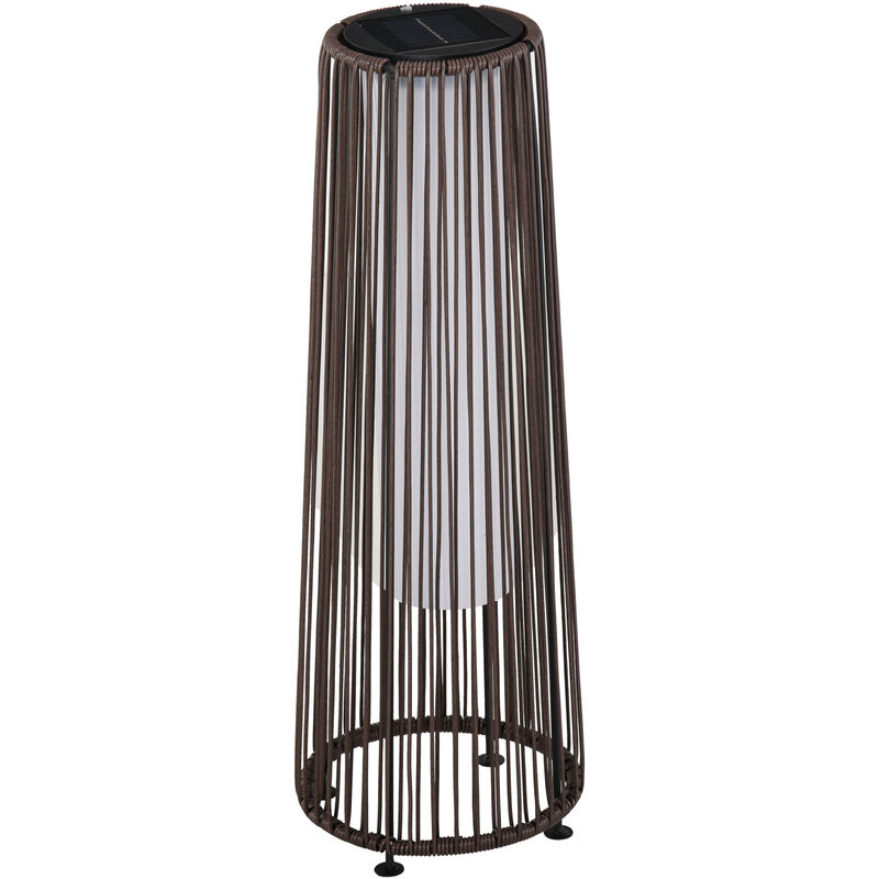 Outsunny Caged Wicker Solar Powered Garden Lights Night Furniture Lantern Brown