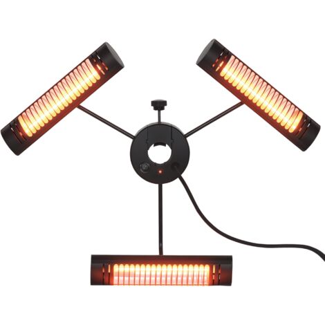 Outsunny calefactor eléctrico de exterior con 1000W/2000W/3000W estufa de infrarrojos control remoto protección IPX5 aleación de aluminio Ø87x22cm