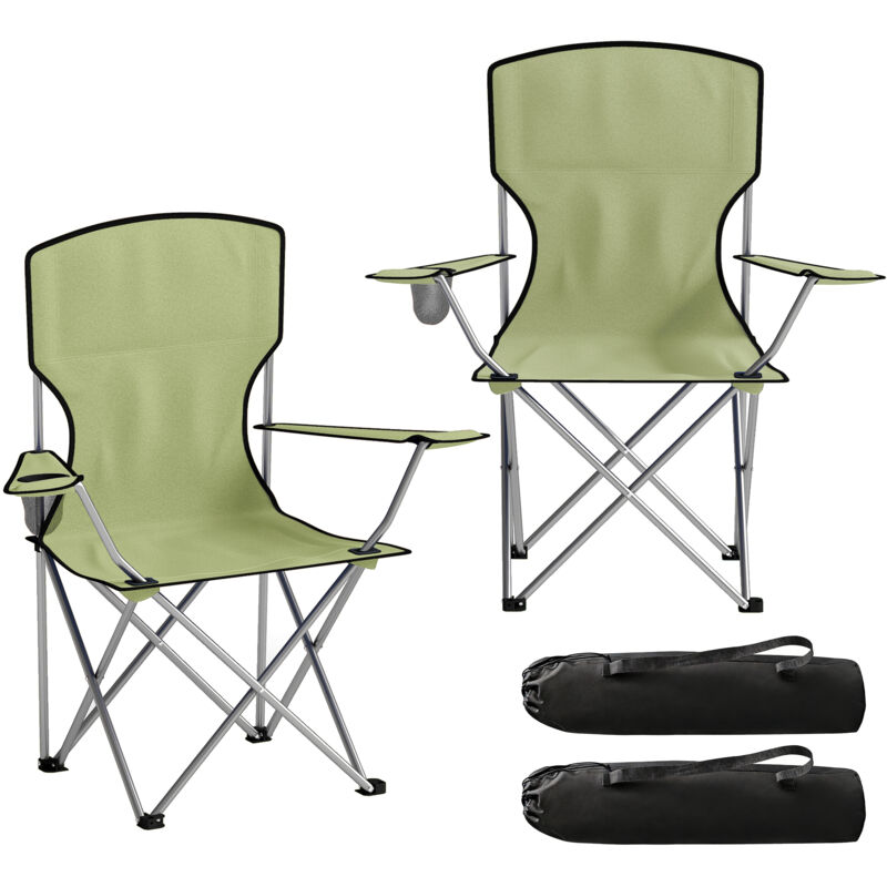 Outsunny Camping Chair Set of 2 Portable Folding Green