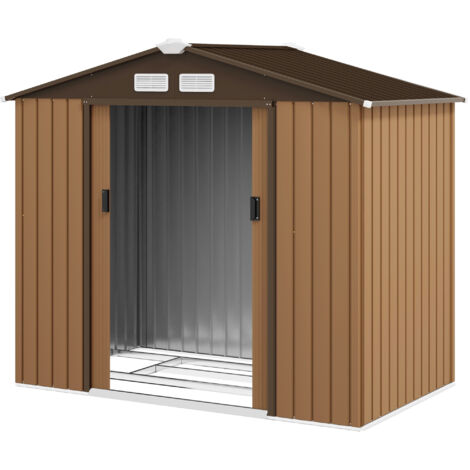 Outsunny Capanno Casetta da Giardino in Metallo Porta Utensili 2 Porte