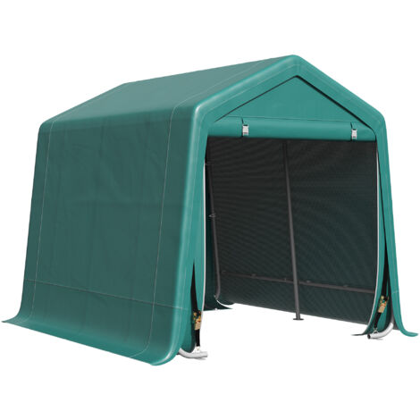 Outsunny carpa de jardín exterior 2,4x2x2 m cobertizo exterior con 2 puertas con cremallera impermeable anti-UV carpa para jardín verde
