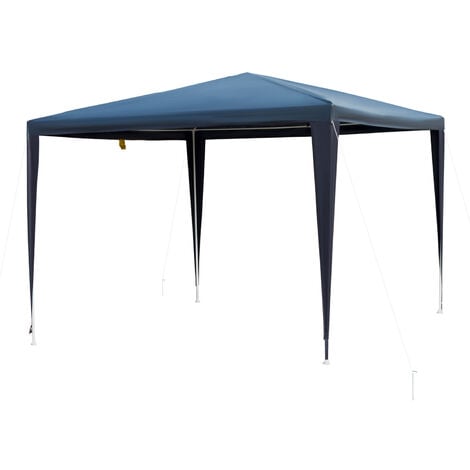 Outsunny Carpa Desmontable Pabellón de Jardín de Tubo Acero Pérgola 3x3x2.45m Azul