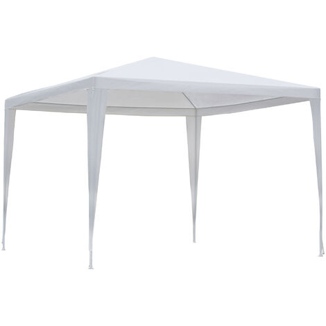 Outsunny Carpa Desmontable Pabellón de Jardín de Tubo Acero Pérgola 3x3x2.45m Blanco