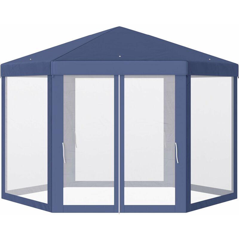 

Outsunny - Carpa Jardín Cenador Hexágonal Pabellón Gazebo con Mosquitera 3 Color - Azul