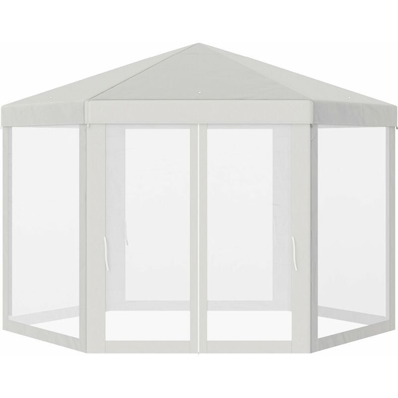

Outsunny - Carpa Jardín Cenador Hexágonal Pabellón Gazebo con Mosquitera 3 Color - Crema