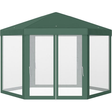 Outsunny Carpa Jardín Cenador Hexágonal Pabellón Gazebo con Mosquitera 3 Color
