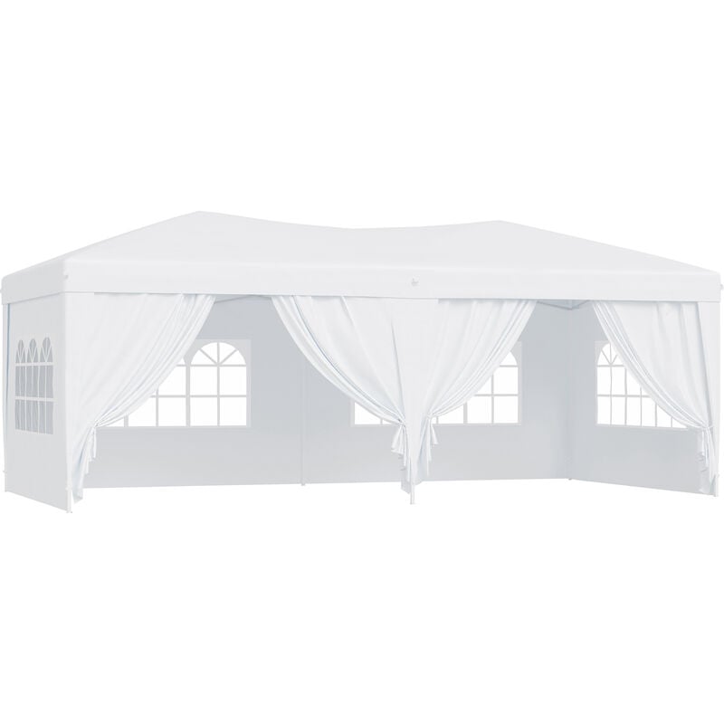 

Outsunny - Carpa Plegable con Paredes Laterales Fiesta Boda Gazebo Cenador Jardín Blanco - blanco
