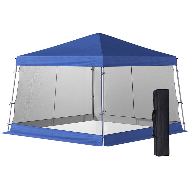 

Outsunny - Carpa Plegable de Camping Cenador para Exterior con Mosquitera - azul