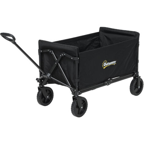 Outsunny Carrello da Esterno da 120L Pieghevole con Pannello Apribile Nero