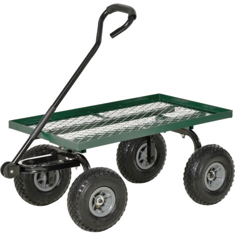 Outsunny Carrello da Esterno in Acciaio con Capacità 150 kg Nero e Verde