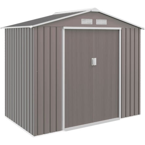 Caseta de Jardín 213x130x185 cm Tipo Cobertizo Metálico para Almacenamiento de Herramientas con Base Incluida y 4 Ventanas para Terraza Exterior