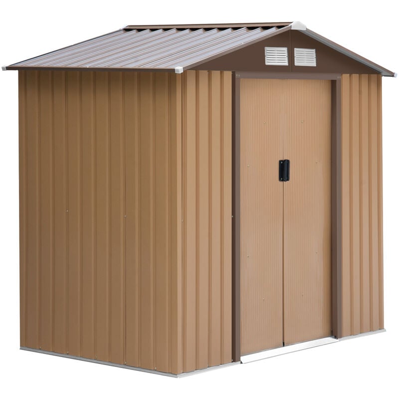 

Outsunny - Caseta de Jardín Cobertizo Exterior de Acero para Herramientas con Ventilación - Caqui