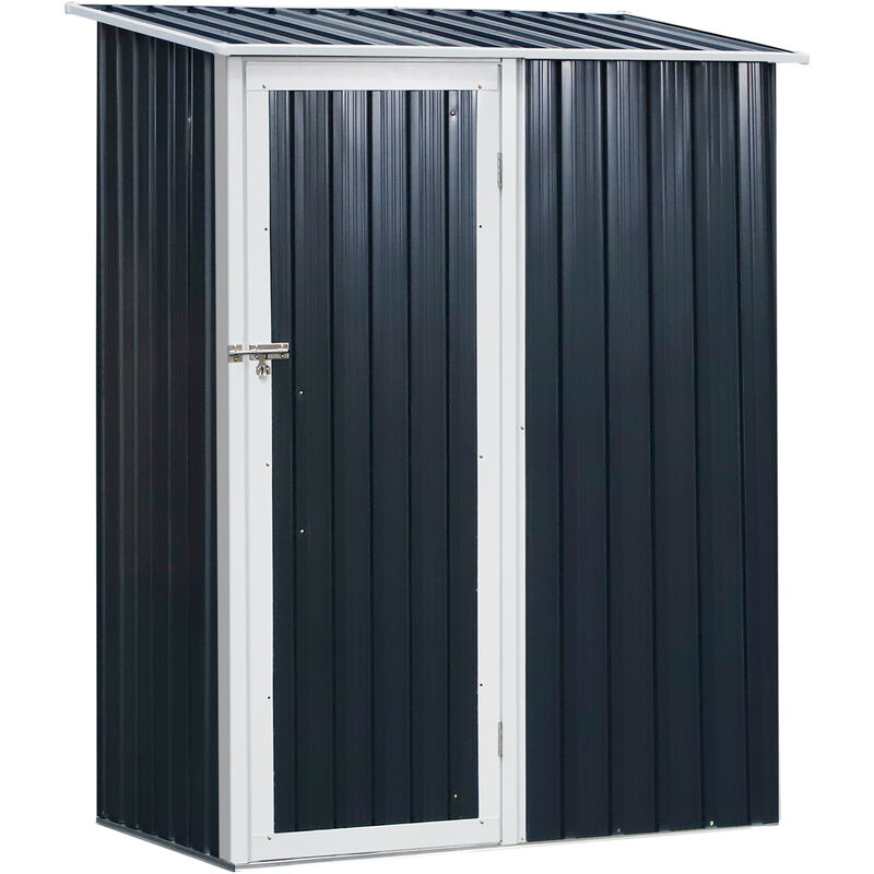 

Outsunny - Caseta de Jardín con Puerta con Pestillo y Techo Inclinado 143x89x186 cm - Gris