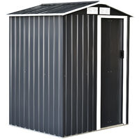 Outsunny Caseta de Jardín Metálica Cobertizo para Almacenaje de Herramientas Techo Inclinado 4 Ventilaciones 150x130x186cm Gris y Blanco