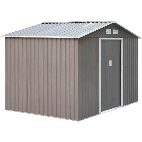 Outsunny Caseta de Jardín Tipo Cobertizo Metálico para Almacenamiento de Herramientas 277x191x192cm Acero 3 Colores Opcionales