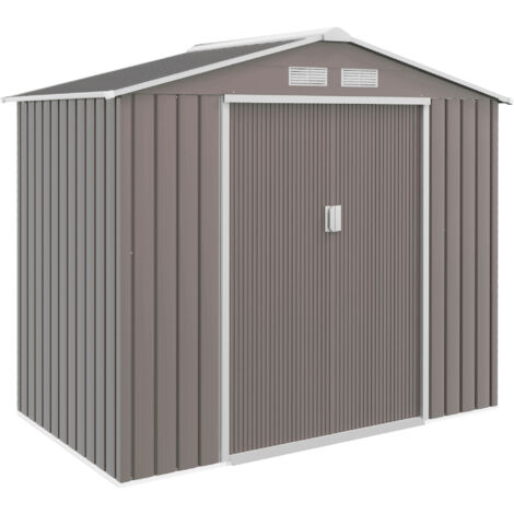 Outsunny Caseta de Jardín Tipo Cobertizo Metálico para Almacenamiento de Herramientas Base Incluida 4 Ventanas 213x127x185cm Acero
