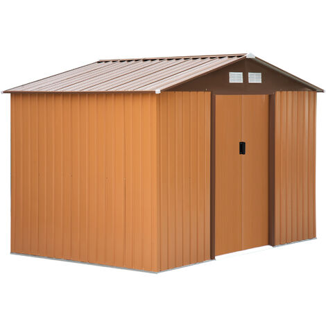 Outsunny Caseta de Jardín tipo Cobertizo Metálico Verde para Almacenamiento de Herramientas - 277x191x192cm Verde Oscuro