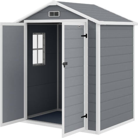 Outsunny Casetta da Giardino con Finestra e Doppia Porta 183x134x210 cm Grigio