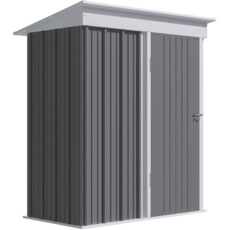 Outsunny Casetta da Giardino in Acciaio per Attrezzi 161x95x163/181cm Grigio