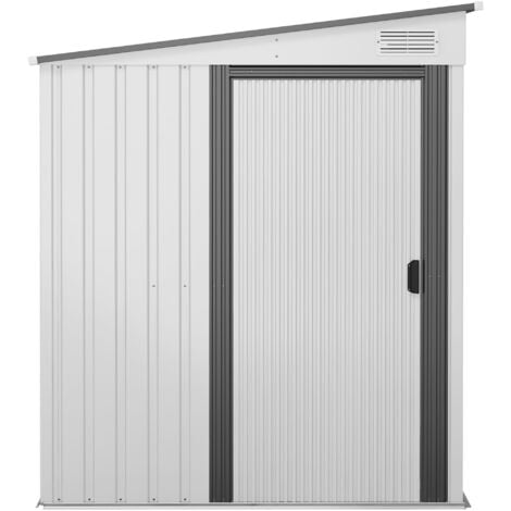 Outsunny Casetta da Giardino in Metallo 1.5x2m Porta Scorrevole Tetto Inclinato