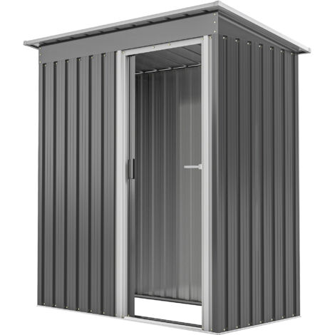 Outsunny Casetta Porta Attrezzi con Tetto Inclinato in Acciaio Grigio Chiaro
