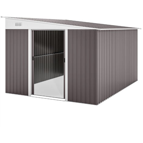 Capanno Giardino Metallico Con Pergola - 9.12 M&sup2;, Grigio, Antiruggine