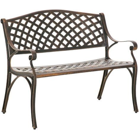 Outsunny Cast Aluminium Garden Bench 2 Seater Antique Park Loveseat, Verdigris Bronze Tone