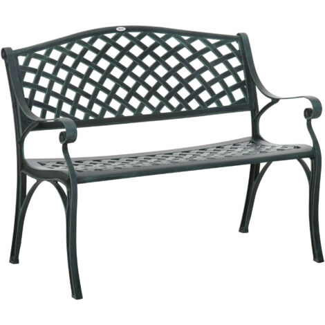 Outsunny Cast Aluminium Garden Bench 2 Seater Antique Park Loveseat, Verdigris Green