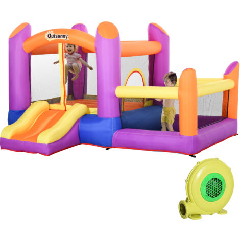 Outsunny Castello Gonfiabile per Bambini con Scivolo e Piscina Multicolor