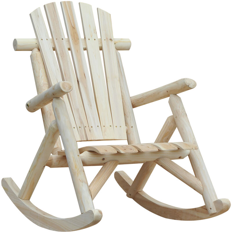 Cedar Wood Ergonomic Rocking Chair Porch Rocker Garden - Burlywood - Outsunny