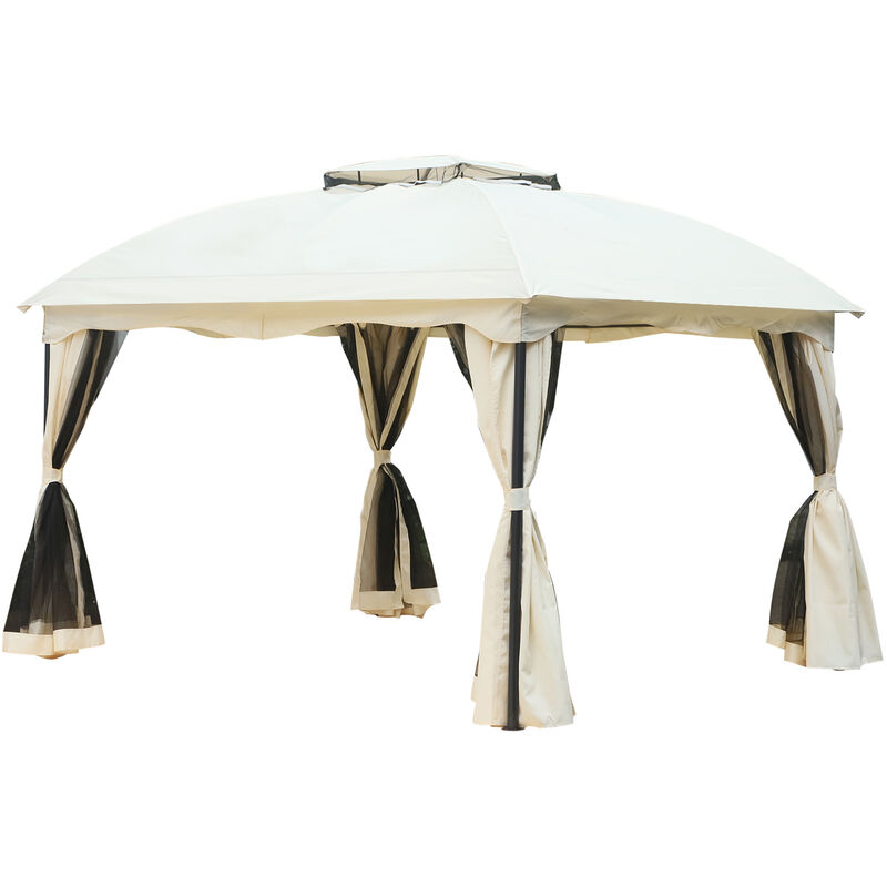 Outsunny Cenador con Techo Gazebo Pabellón Exterior 3x3.65x2.75m con