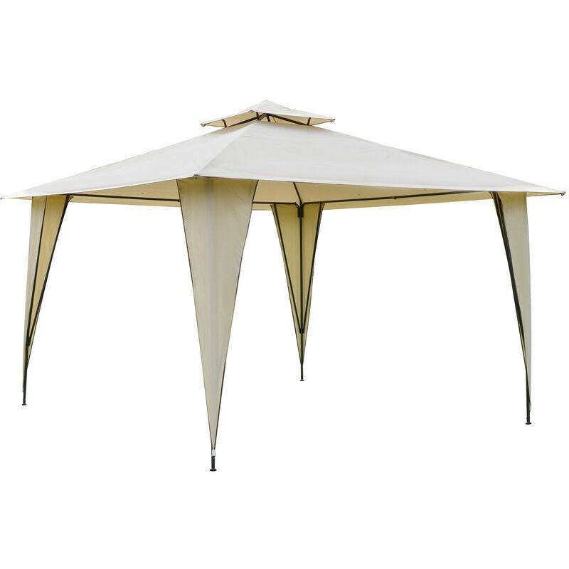 

Outsunny - Cenador de Jardín 3,5x3,5 m Carpa con Doble Techo y 8 Orificios de Drenaje Marco Metálico para Celebraciones Fiestas Bodas Exteriores