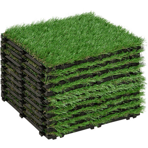 main image of "Outsunny Césped Artificial 30x30cm 10 Piezas Alfombra o Estera de Hierba Sintética Jardín - Verde"