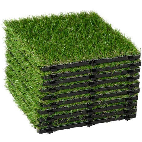 main image of "Outsunny Césped Artificial tipo Alfombra o Estera de Hierba Sintética para Jardín Terraza 30x30x3,5cm - Verde Oscuro"