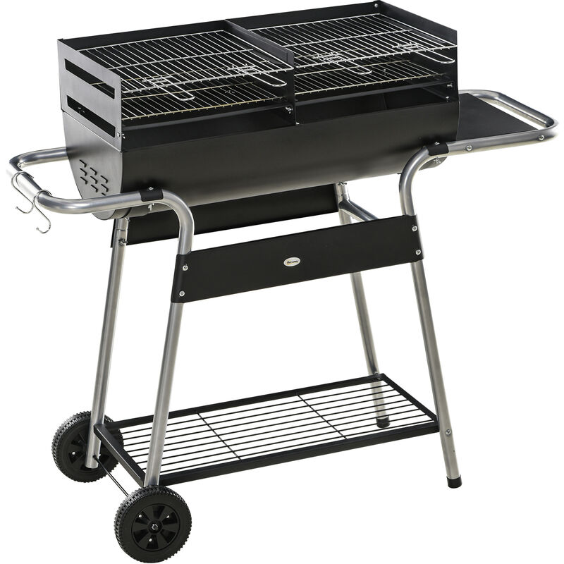 Charcoal bbq Grill with Double Grill - Outsunny