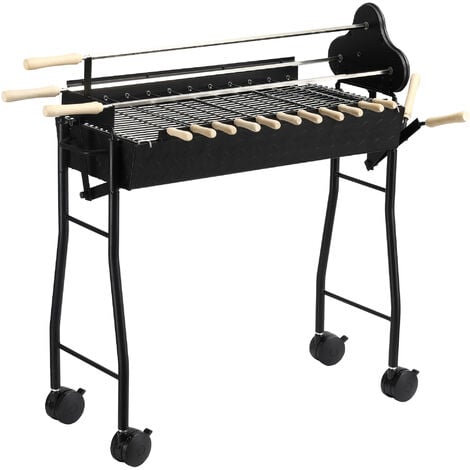 Outsunny Charcoal Trolley BBQ Garden Outdoor Barbecue Cooking Grill High Temperature Powder Wheel