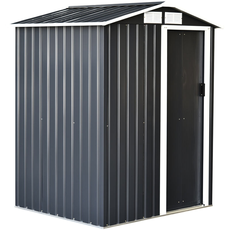 

Outsunny - Cobertizo Metálico Caseta de Jardín Almacenaje de Herramientas Techo Inclinado - gris